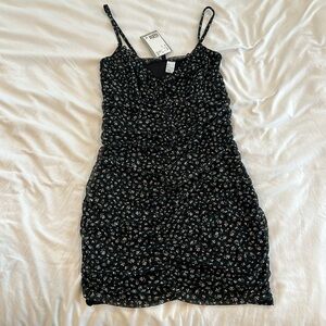 Ruched Floral mini dress NWT